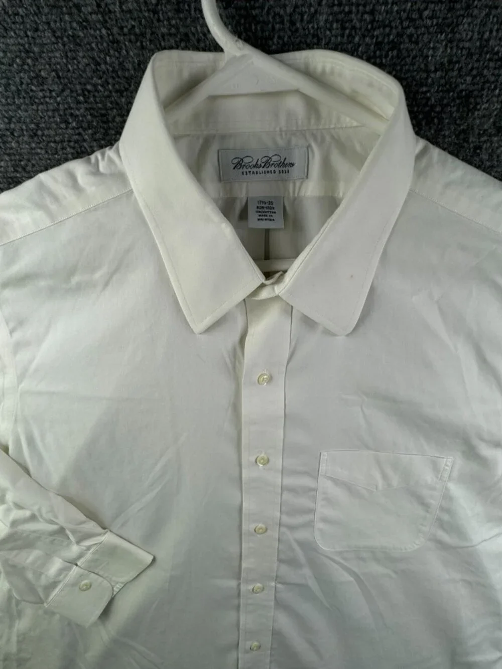 Brooks Brothers Long Sleeve White Button Up Shirt Men Cotton 17.5 35 Woven Point